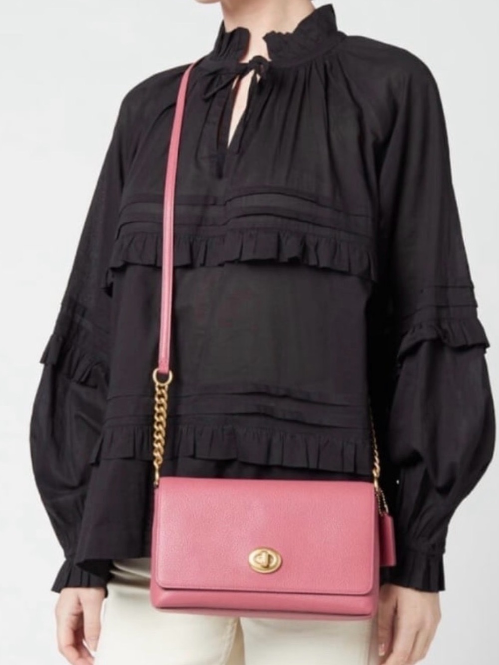 Coach Pink Leather Turnlock Crossbody Clutch - Picture 9 of 9